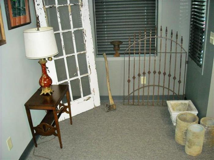Antique door and iron gate are just a small sample of the architectural items in this sale