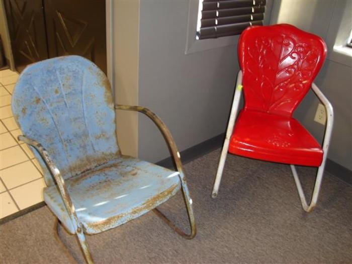 two old metal porch chairs will be sold as one lot