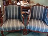 Pair of handsome carved, mahogany side chairs
