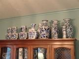 Part of collection of blue porcelain, many large vases