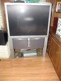 Large screen TV with extra speakers