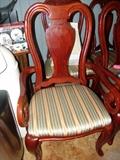 Set of 8 mahogany dining room chairs and matching mahogany double pedestal dining table, very heavy well made chairs
