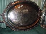 Very large and heavy silver plate tray
