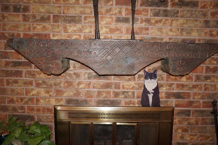 Mexican Mantelpiece intricately handcarved from Santa Fe, New Mexico