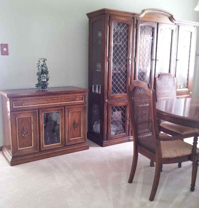 Large china cabinet - server and dining room table with chairs