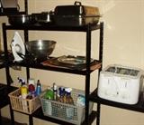 large size food serving trays, bowls, 4 slice toaster, iron