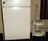 Kitchen Aid freezer on the top fridge. 1960's patio drink caddy