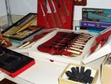 more knife sets, 1960's thin candle holder