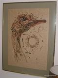Karl Zerbe Serigraph of Ostrich  1903-1972 known artist also was a  Professor at FSU 