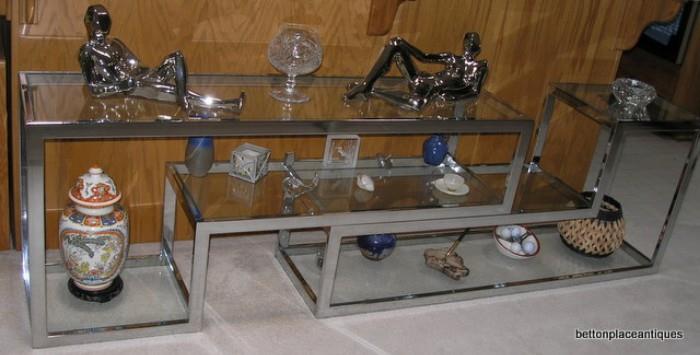 Chrome and Metal display stands mid century