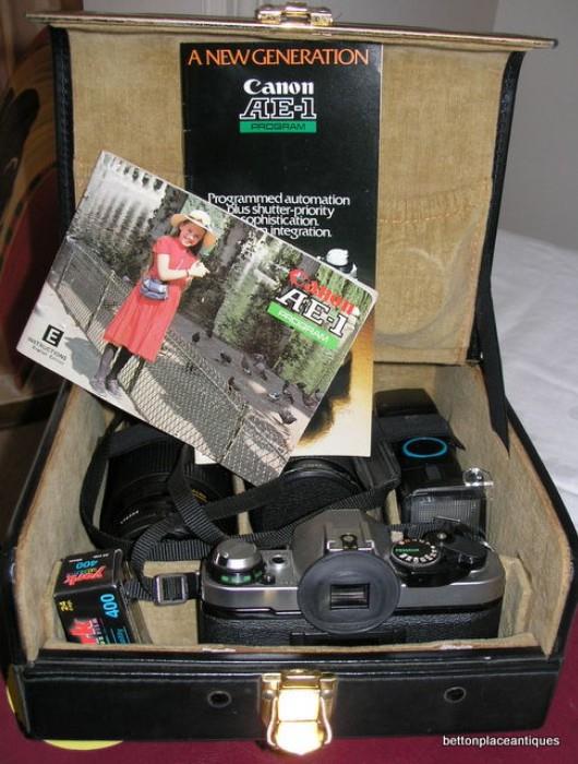 Canon AE 1 Camera with accessories and original case...very nice