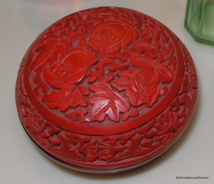 Cinnabar trinket box, this is smaller than it appears in photo