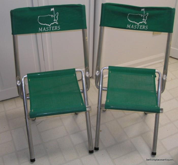 Augusta Masters aluminum fold up chairs that weigh around 6 ozs each