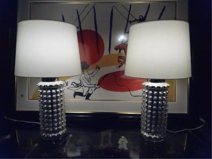 PAIR MID CENTURY MERCURY GLASS LAMPS, CIRCA 1960's FOR LUXUS SWEDEN, BY DESIGNER HELENA TYNELL