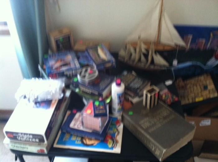 Books, craft projects, games and model ship items.