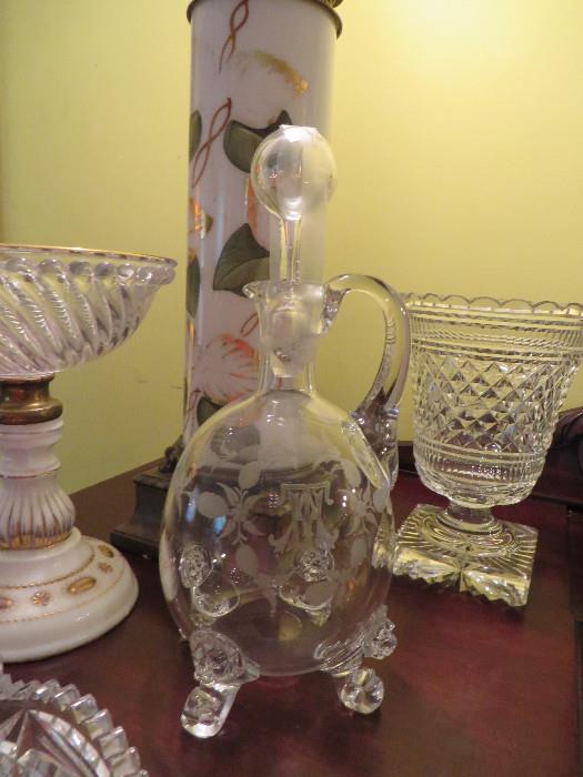 DECANTER WITH LIONS HEAD FEET
