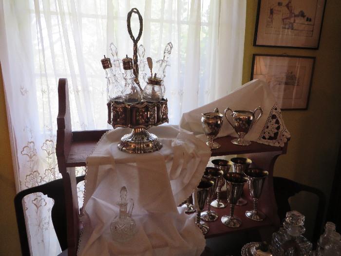 CRUET SETS AND MUCH SILVER
