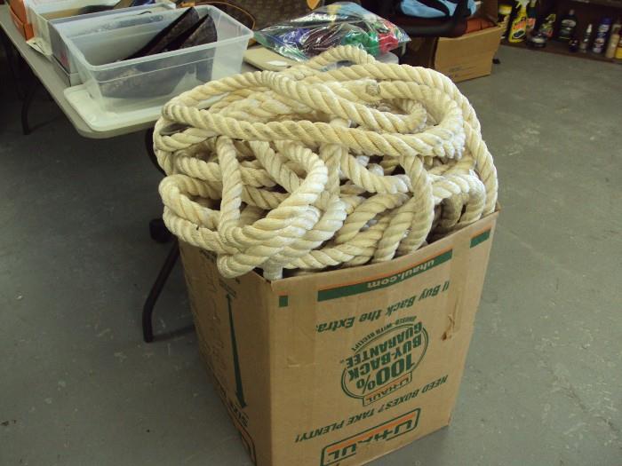 HEAVY DUTY 2" ROPE APPROX. 150' WITH HOOKS, TWO SETS IN THIS BOX. WE WILL BE SELLING EACH SET.