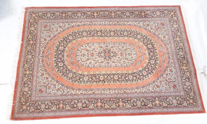 Lot 136:  6'10" x 4'7" Handmade Oriental style Carpet. Rose background. Floral decoration.: Dimensions:   --- 