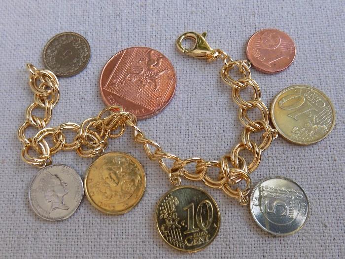 multi coin charm bracelet
