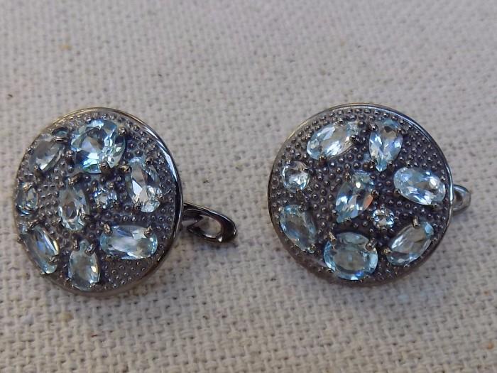 blue topaz earrings set in sterling