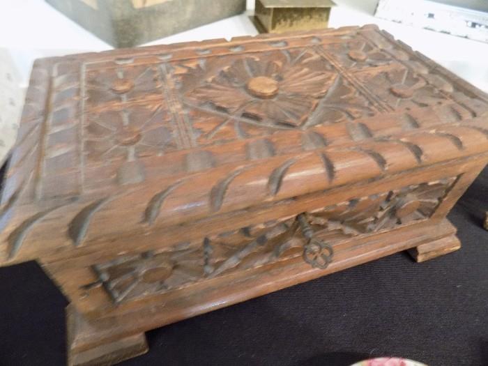vintage wooden carved box