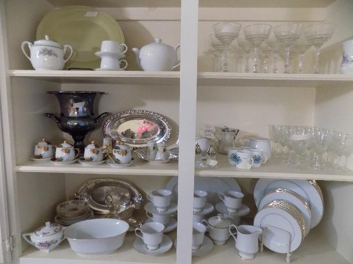 China, silverplate serving, antique crystal, porcelain and more!