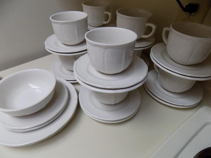 White stoneware coffee set