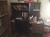 #37 desk w hutch with sliding glass doors $50 