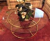Brass and glass coffee table.