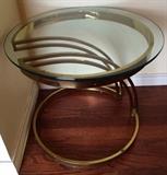Brass and glass end table.