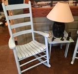 Pair of light blue rockers (one shown) and side table.