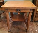 Gorgeous antique oak side table -- very unique!