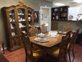 American china cabinet and dining set.