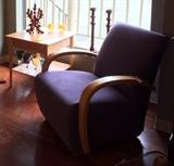 Carter chair, Copeland side table, candlesticks