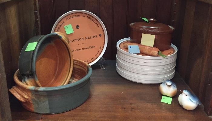 Clarksville pottery and Italian plates