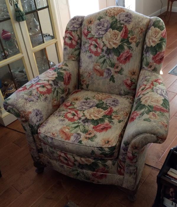 Pair of beautiful floral chairs (one shown)