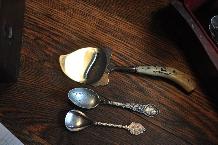 Souvenir Pieces including Buffalo New York Sterling Souvenir Spoon (center)