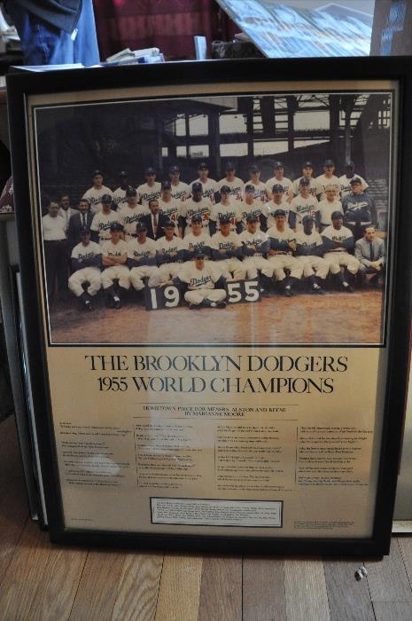 Framed Picture of 1955 Brooklyn Dodgers, World Champions