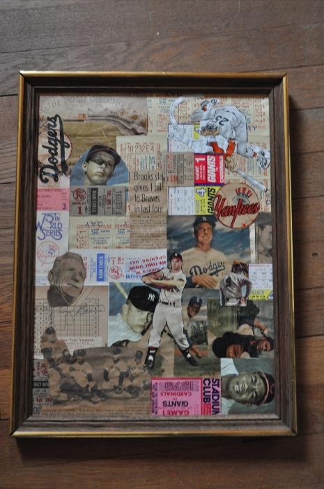 Framed baseball memorabilia