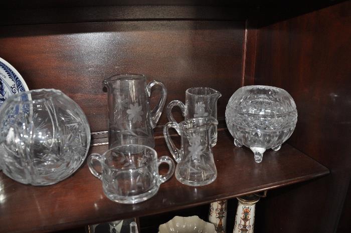 Pressed and etched glassware