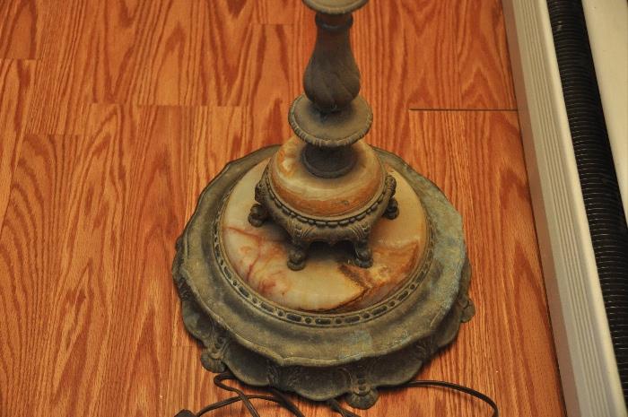 Floor Lamp with Satin Glass Globe & Alabaster base