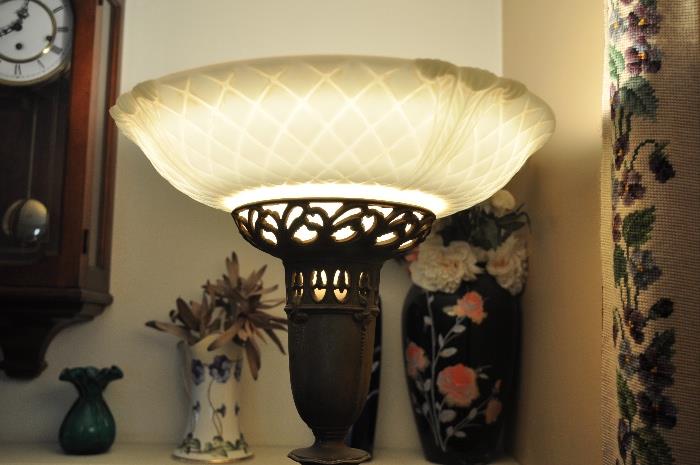 Floor Lamp with Satin Glass Globe & Alabaster base