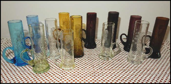 Colored glass mugs