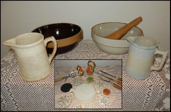 Antique stoneware and kitchenware. Some Redwing