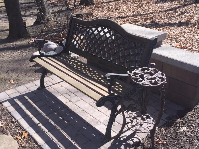 OUTDOOR BENCH ( CAST IRON & WOOD)