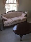 ANTIQUE ORNATE ROCOCO REVIVAL HAND-CARVED ROSEWOOD VICTORIAN PARLOR SOFA (REUPHOLSTERED)