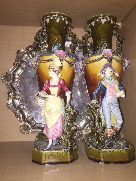 ANTIQUE FIGURINE VASES