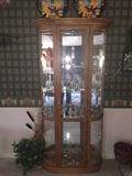 GLASS CURIO CABINET ( SOLID BLONDE WOOD)