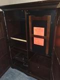 DARK WOOD CABINET WITH PULL OUT TABLE